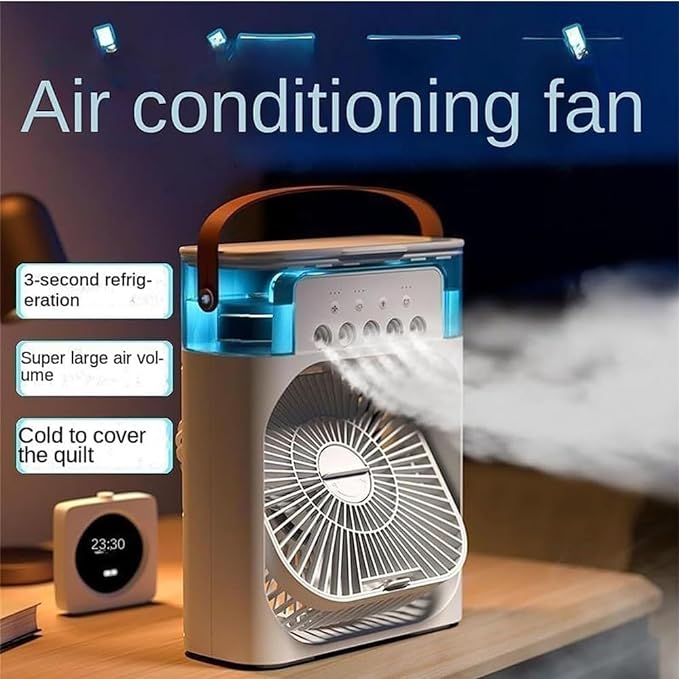 ❄️ Cooling Fan with Ice – Portable Air Cooler & Humidifier | Easy-Clean, Removable Water Tank