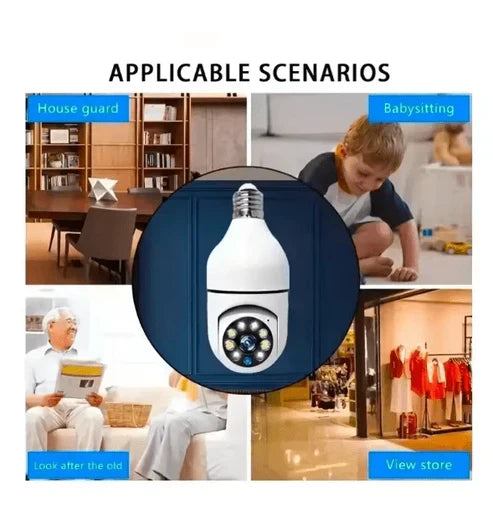 WiFi Smart Panorama Camera 🔒 – 360° Bulb Security Camera | Night Vision | Mobile App Control 📲